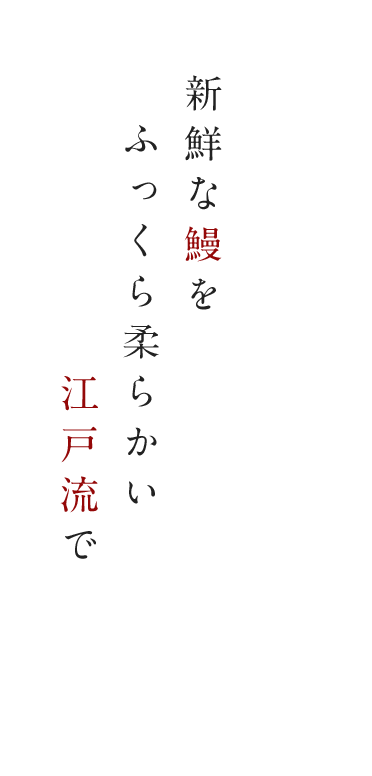 新鮮な鰻をふっくら柔らかい江戸流で